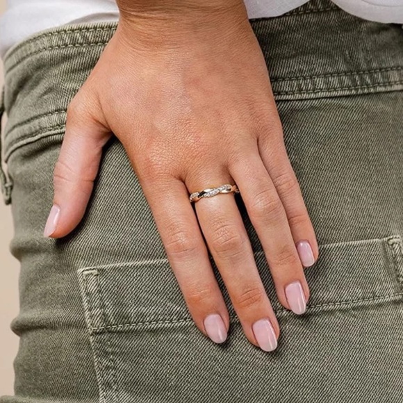 PAVOI 14K Gold Plated Cubic Zirconia Twisted Rope Eternity Band - Picture 2 of 6